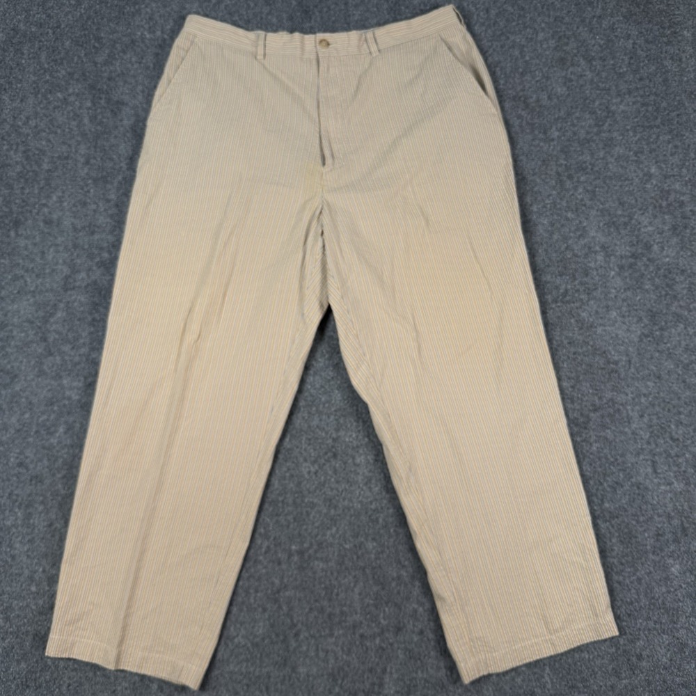 👔 Daniel Cremieux Seersucker Pants Mens 38x32 Tan Beige Striped Cotton Chinos